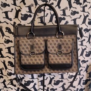 Black And Gray Dooney & Bourke Monogram Tote Bag